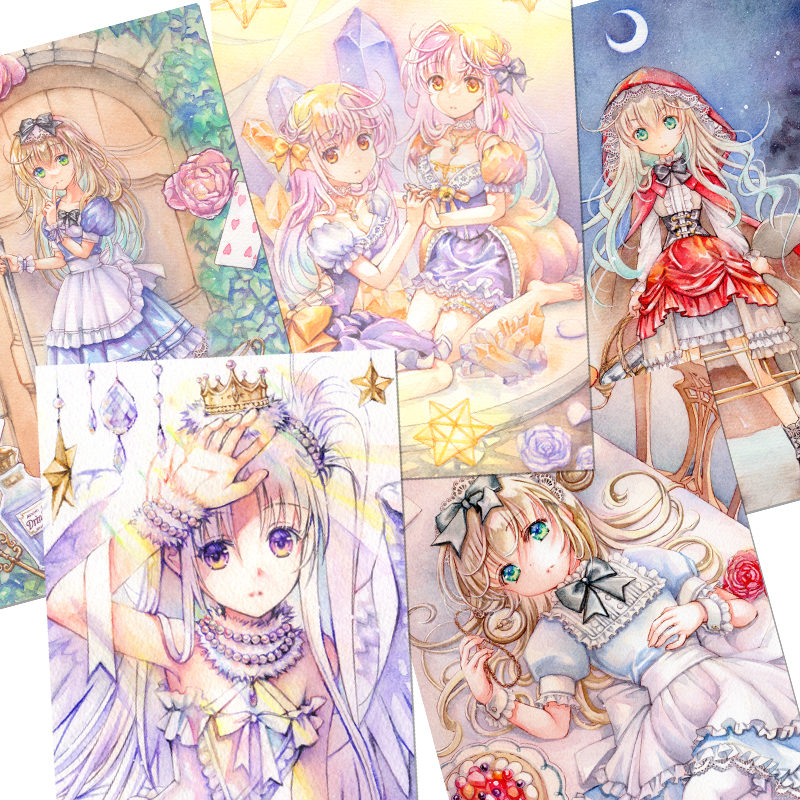 透明水彩画ポストカードセットA