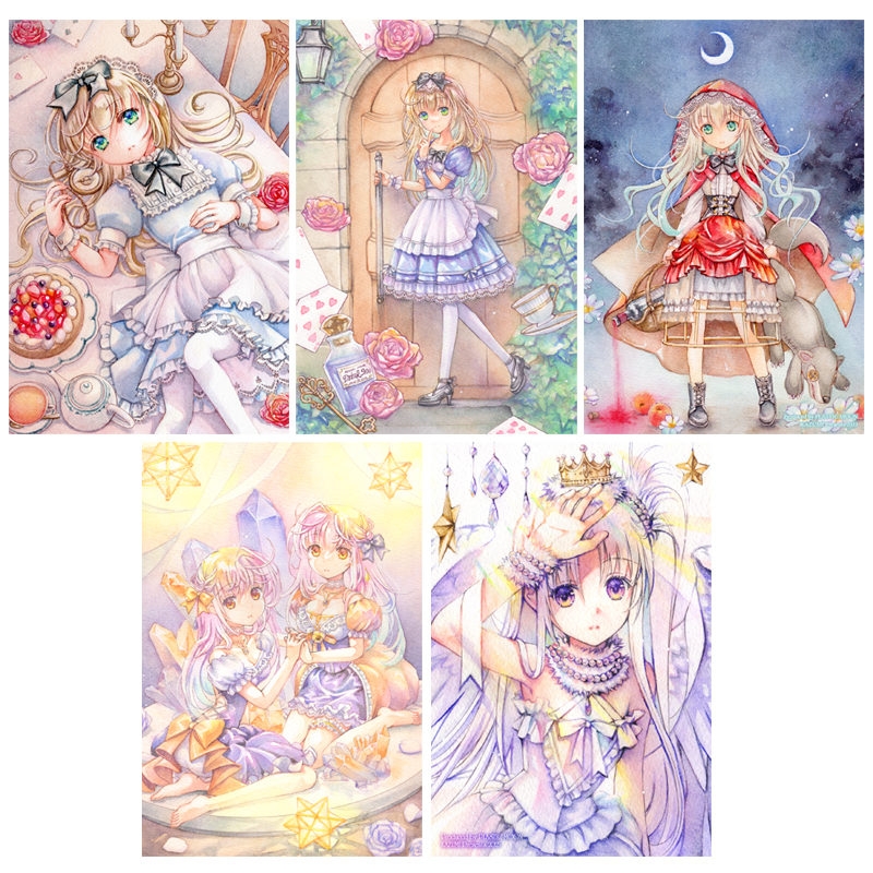 透明水彩画ポストカードセットA